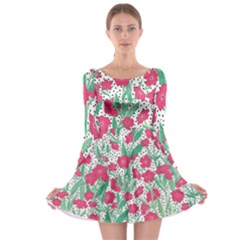 Flora Floral Flower Flowers Pattern Long Sleeve Skater Dress