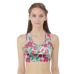 Flora Floral Flower Flowers Pattern Sports Bra With Border