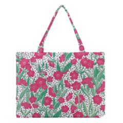 Flora Floral Flower Flowers Pattern Medium Tote Bag