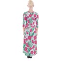 Flora Floral Flower Flowers Pattern Quarter Sleeve Wrap Maxi Dress View2