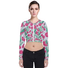 Flora Floral Flower Flowers Pattern Long Sleeve Zip Up Bomber Jacket by Sudhe