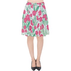 Flora Floral Flower Flowers Pattern Velvet High Waist Skirt by Sudhe