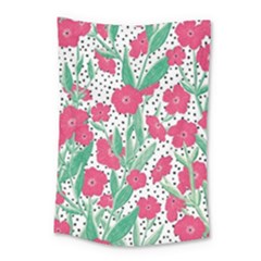 Flora Floral Flower Flowers Pattern Small Tapestry by Sudhe