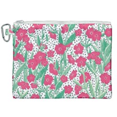 Flora Floral Flower Flowers Pattern Canvas Cosmetic Bag (xxl) by Sudhe