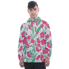 Flora Floral Flower Flowers Pattern Men s Front Pocket Pullover Windbreaker