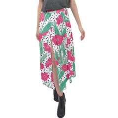 Flora Floral Flower Flowers Pattern Velour Split Maxi Skirt