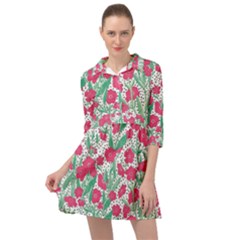 Flora Floral Flower Flowers Pattern Mini Skater Shirt Dress