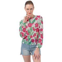 Flora Floral Flower Flowers Pattern Banded Bottom Chiffon Top