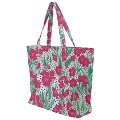 Flora Floral Flower Flowers Pattern Zip Up Canvas Bag by Sudhe