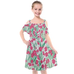 Flora Floral Flower Flowers Pattern Kids  Cut Out Shoulders Chiffon Dress by Sudhe