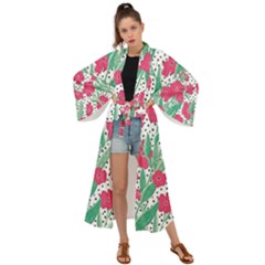 Flora Floral Flower Flowers Pattern Maxi Kimono