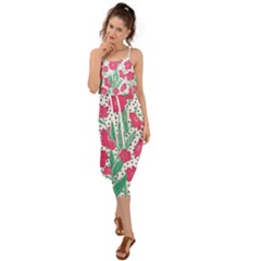 Flora Floral Flower Flowers Pattern Waist Tie Cover Up Chiffon Dress