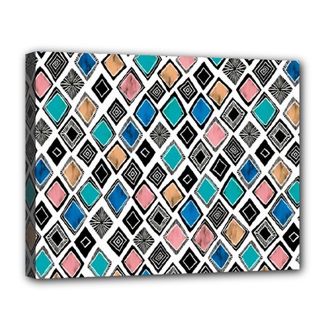 Diamond Shapes Pattern Canvas 14  X 11  (stretched)