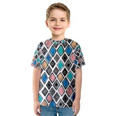 Diamond Shapes Pattern Kids  Sport Mesh Tee