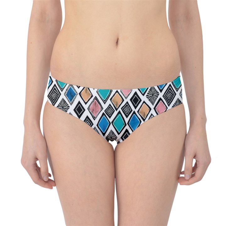 Diamond Shapes Pattern Hipster Bikini Bottoms