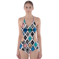 Diamond Shapes Pattern Cut-out One Piece Swimsuit