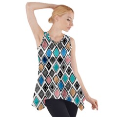 Diamond Shapes Pattern Side Drop Tank Tunic by Sudhe