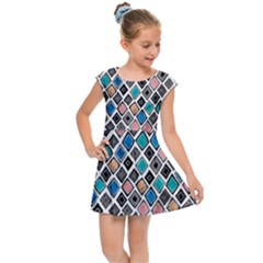 Diamond Shapes Pattern Kids  Cap Sleeve Dress