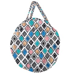 Diamond Shapes Pattern Giant Round Zipper Tote