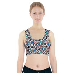 Diamond Shapes Pattern Sports Bra With Pocket