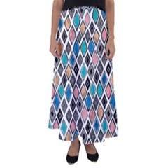 Diamond Shapes Pattern Flared Maxi Skirt