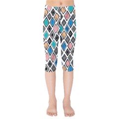 Diamond Shapes Pattern Kids  Capri Leggings 