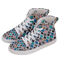 Diamond Shapes Pattern Women s Hi-top Skate Sneakers by Sudhe