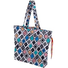 Diamond Shapes Pattern Drawstring Tote Bag by Sudhe