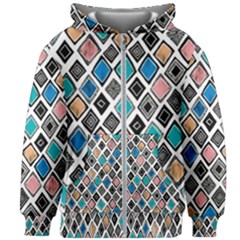 Diamond Shapes Pattern Kids  Zipper Hoodie Without Drawstring