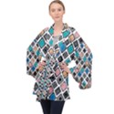 Diamond Shapes Pattern Long Sleeve Velvet Kimono  View1