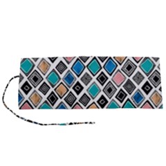 Diamond Shapes Pattern Roll Up Canvas Pencil Holder (s)