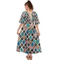 Diamond Shapes Pattern Kimono Sleeve Boho Dress View2