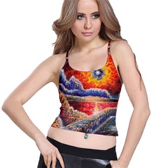 Sci Fi  Landscape Painting Spaghetti Strap Bra Top by Sudhe