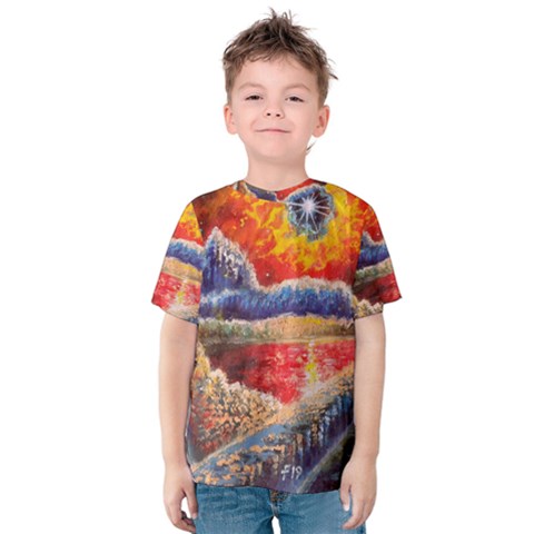 Sci Fi  Landscape Painting Kids  Cotton Tee by Sudhe