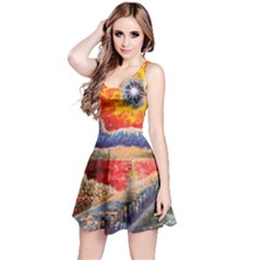 Sci Fi  Landscape Painting Reversible Sleeveless Dress by Sudhe