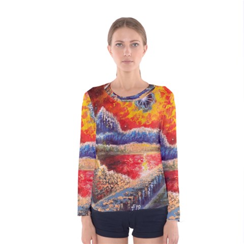 Sci Fi  Landscape Painting Women s Long Sleeve Tee by Sudhe