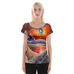 Sci Fi  Landscape Painting Cap Sleeve Top by Sudhe