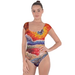 Sci Fi  Landscape Painting Short Sleeve Leotard 