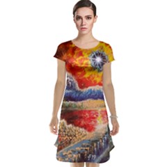 Sci Fi  Landscape Painting Cap Sleeve Nightdress by Sudhe