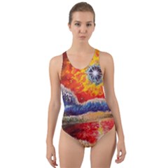 Sci Fi  Landscape Painting Cut-out Back One Piece Swimsuit by Sudhe