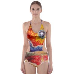 Sci Fi  Landscape Painting Cut-out One Piece Swimsuit by Sudhe