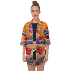 Sci Fi  Landscape Painting Open Front Chiffon Kimono by Sudhe