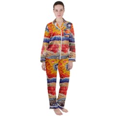 Sci Fi  Landscape Painting Satin Long Sleeve Pyjamas Set by Sudhe