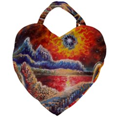 Sci Fi  Landscape Painting Giant Heart Shaped Tote