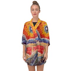 Sci Fi  Landscape Painting Half Sleeve Chiffon Kimono by Sudhe