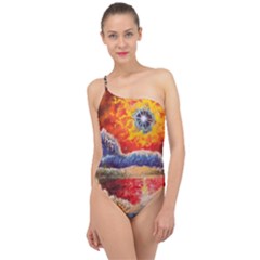 Sci Fi  Landscape Painting Classic One Shoulder Swimsuit by Sudhe