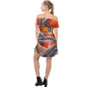 Sci Fi  Landscape painting Off Shoulder Chiffon Dress View2