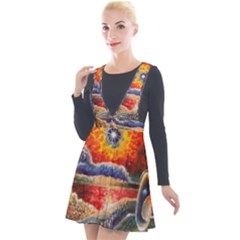 Sci Fi  Landscape Painting Plunge Pinafore Velour Dress