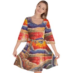 Sci Fi  Landscape Painting Velour Kimono Dress by Sudhe