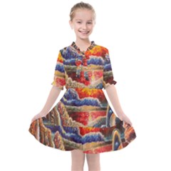 Sci Fi  Landscape Painting Kids  All Frills Chiffon Dress by Sudhe